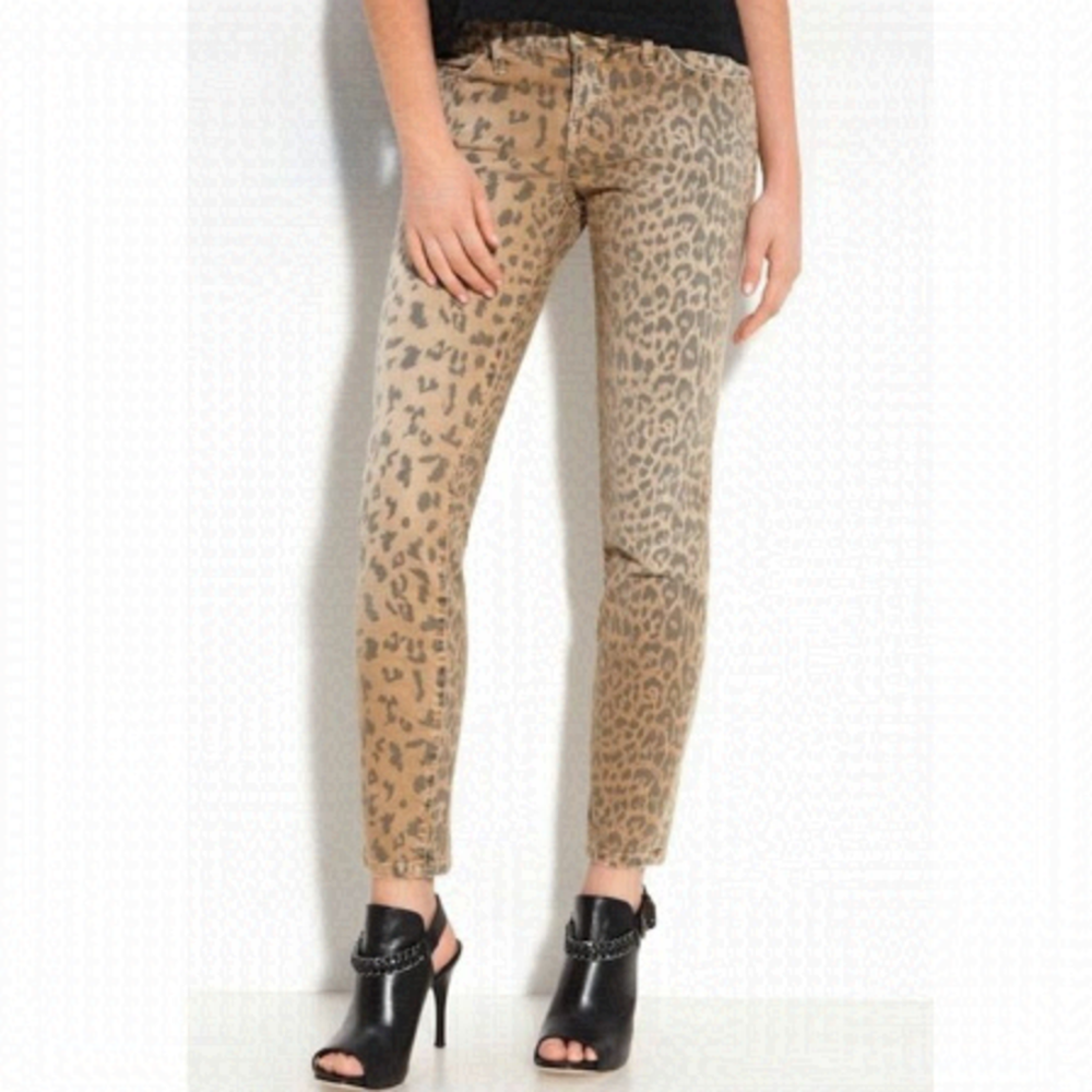 Current Elliot Leopard Print Ankle Skinny Jeans